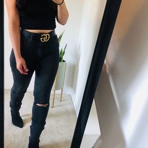 RAW HEM SKINNY JEANS